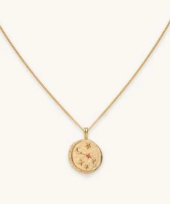 Astrid & Miyu Aries Zodiac Pendant Necklace In Gold
