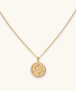 Astrid & Miyu Libra Zodiac Pendant Necklace In Gold Zodiac Necklaces