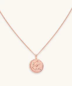 Astrid & Miyu Aquarius Zodiac Pendant Necklace In Rose Gold Pendant Necklaces