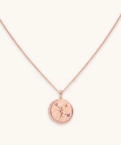 Astrid & Miyu Cancer Zodiac Pendant Necklace In Rose Gold