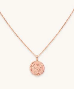 Astrid & Miyu Gemini Zodiac Pendant Necklace In Rose Gold