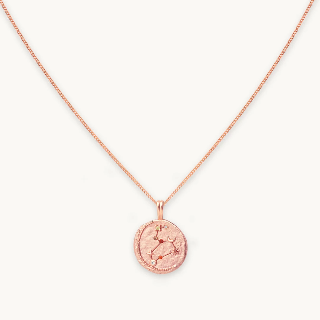 Astrid & Miyu Leo Zodiac Pendant Necklace In Rose Gold Zodiac Necklaces 3 Astrid & Miyu Leo Zodiac Pendant Necklace In Rose Gold Zodiac Necklaces