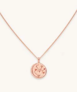 Astrid & Miyu Sagittarius Zodiac Pendant Necklace In Rose Gold Zodiac Necklaces
