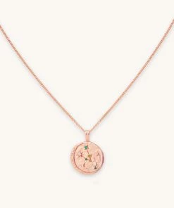 Astrid & Miyu Necklaces Taurus Zodiac Pendant Necklace In Rose Gold