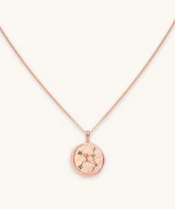 Astrid & Miyu Zodiac Necklaces Virgo Zodiac Pendant Necklace In Rose Gold