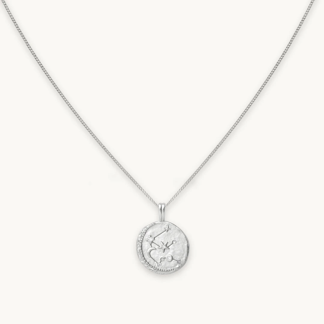 Astrid & Miyu Aquarius Zodiac Pendant Necklace In Silver Zodiac Necklaces 3 Astrid & Miyu Aquarius Zodiac Pendant Necklace In Silver Zodiac Necklaces