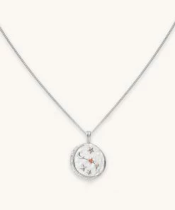 Astrid & Miyu Aries Zodiac Pendant Necklace In Silver