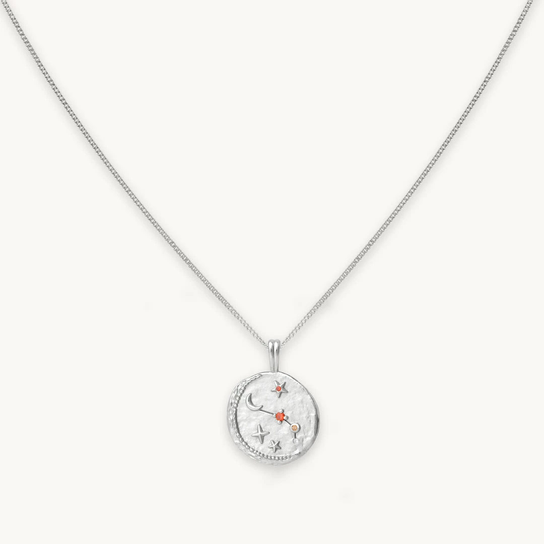 Astrid & Miyu Aries Zodiac Pendant Necklace In Silver 3 Astrid & Miyu Aries Zodiac Pendant Necklace In Silver
