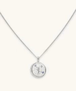 Astrid & Miyu Cancer Zodiac Pendant Necklace In Silver Zodiac Necklaces