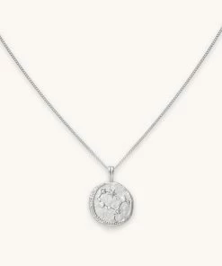 Astrid & Miyu Gemini Zodiac Pendant Necklace In Silver Zodiac Necklaces
