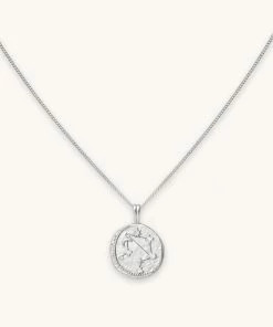 Astrid & Miyu Libra Zodiac Pendant Necklace In Silver