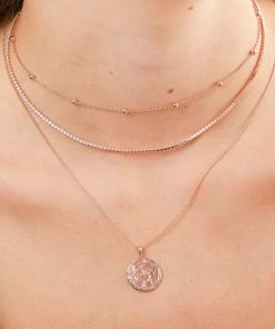 Astrid & Miyu Aquarius Zodiac Pendant Necklace In Rose Gold Pendant Necklaces