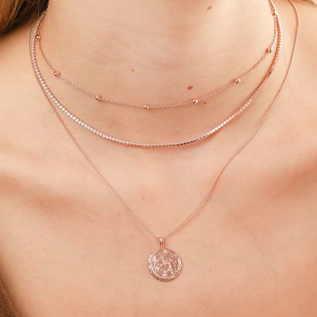 Astrid & Miyu Aquarius Zodiac Pendant Necklace In Rose Gold Pendant Necklaces 4 Astrid & Miyu Aquarius Zodiac Pendant Necklace In Rose Gold Pendant Necklaces
