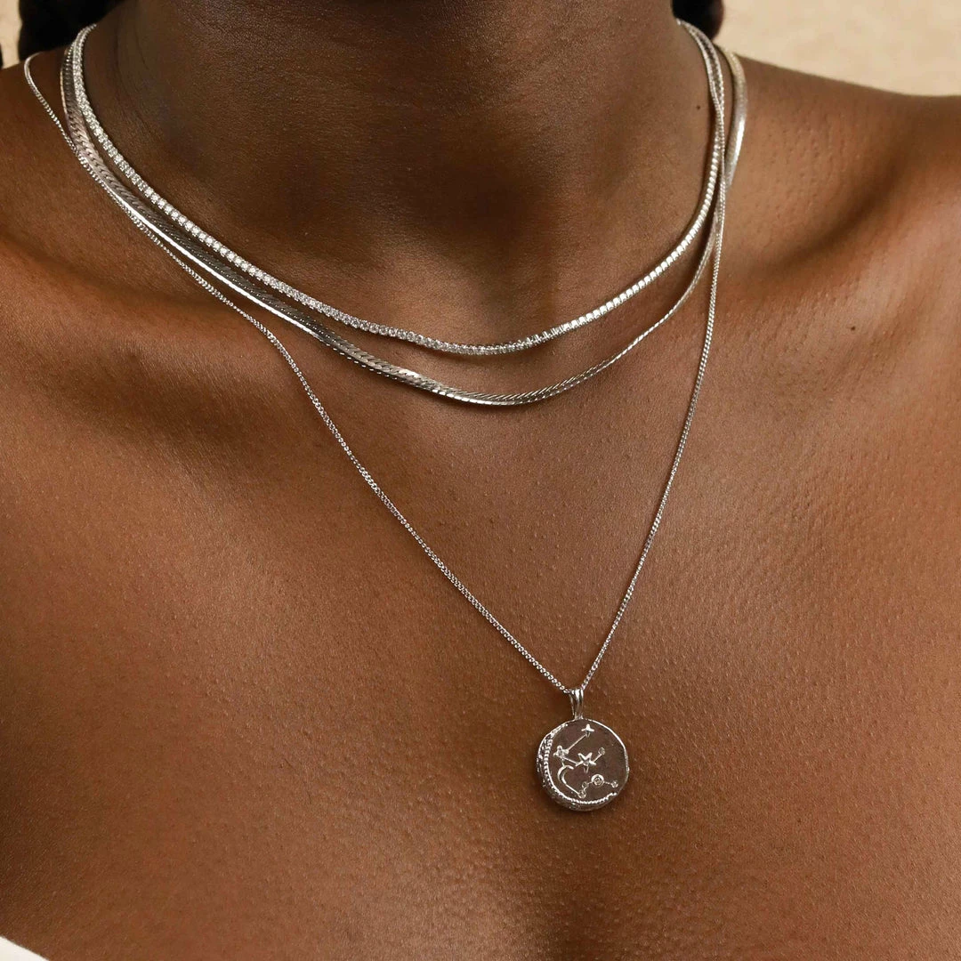 Astrid & Miyu Aquarius Zodiac Pendant Necklace In Silver Zodiac Necklaces 4 Astrid & Miyu Aquarius Zodiac Pendant Necklace In Silver Zodiac Necklaces