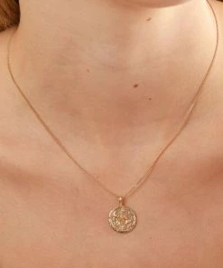 Astrid & Miyu Aries Zodiac Pendant Necklace In Gold