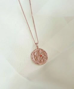 Astrid & Miyu Aries Zodiac Pendant Necklace In Rose Gold