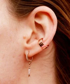 Astridandmiyu Earrings Single Dia Base Hoop In Rose Gold