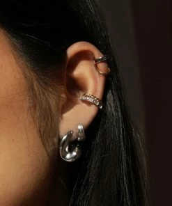 Astridandmiyu Baguette Crystal Ear Cuff In Silver Sale
