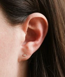 Astridandmiyu Baguette Crystal Stud Earrings In Rose Gold