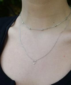 Astridandmiyu Sale Diamond Bar Necklace In Silver