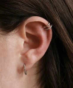 Astrid & Miyu Beaded Base Hoops In Silver Earrings