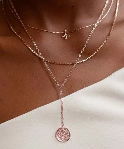 Astridandmiyu Sale Blossom Coin Lariat Necklace In Rose Gold