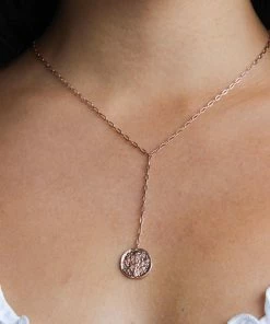 Astridandmiyu Sale Blossom Coin Lariat Necklace In Rose Gold