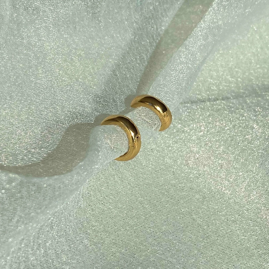 Astrid & Miyu Bold Huggies In Gold Earrings 5 Astrid & Miyu Bold Huggies In Gold Earrings