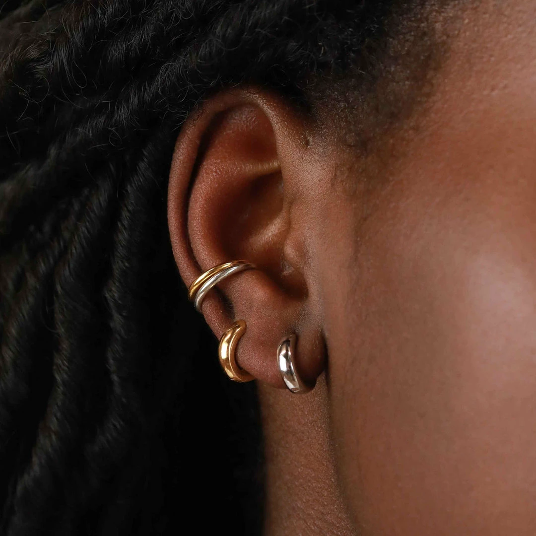 Astrid & Miyu Bold Huggies In Gold Earrings 10 Astrid & Miyu Bold Huggies In Gold Earrings