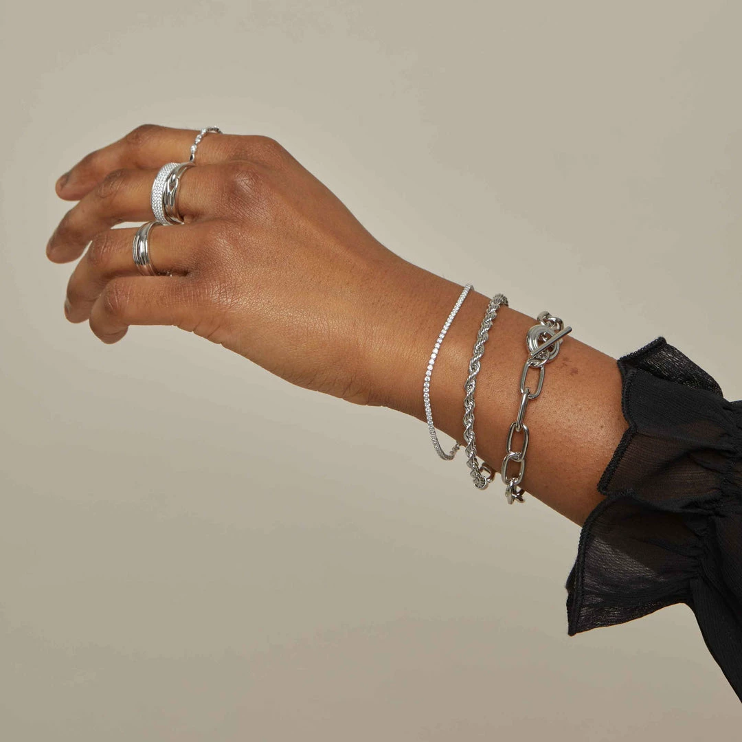 Astrid & Miyu Tennis Chain Bracelet In Silver Bracelets 4 Astrid & Miyu Tennis Chain Bracelet In Silver Bracelets
