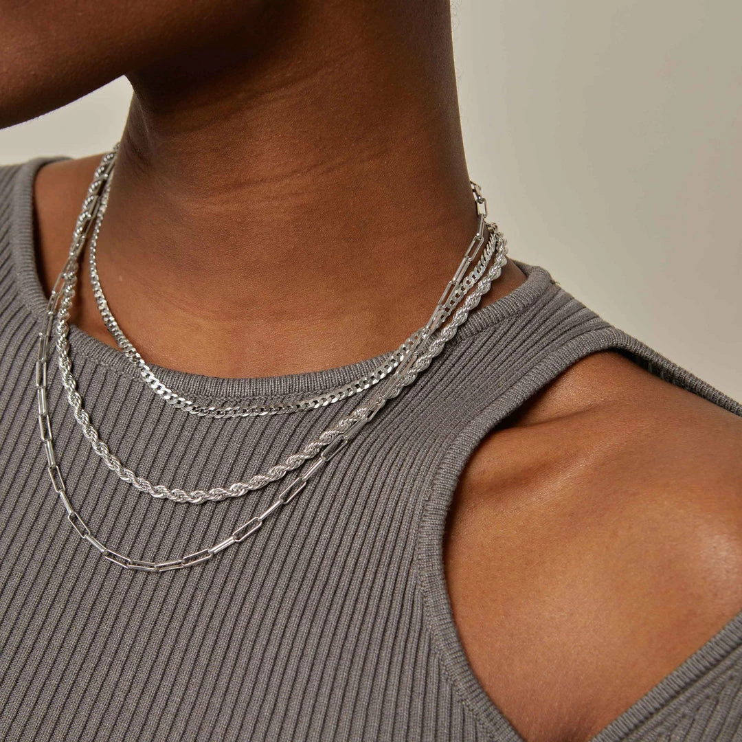 Astrid & Miyu Curb Chain Necklace In Silver 7 Astrid & Miyu Curb Chain Necklace In Silver