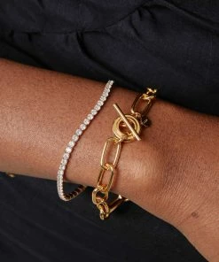 Astrid & Miyu Bold Tennis Chain Bracelet In Gold Bracelets