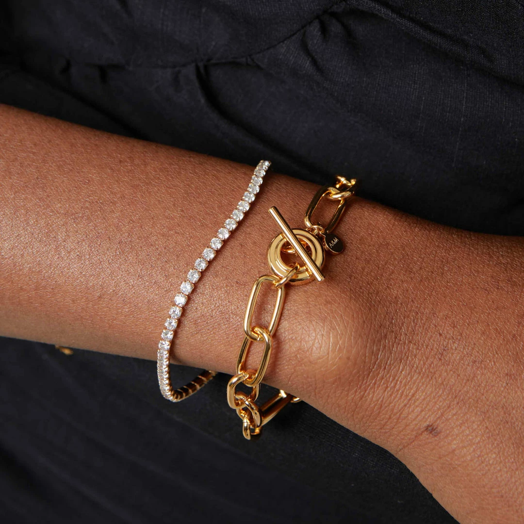 Astrid & Miyu Ripple T-Bar Chunky Bracelet In Gold Bracelets 5 Astrid & Miyu Ripple T-Bar Chunky Bracelet In Gold Bracelets