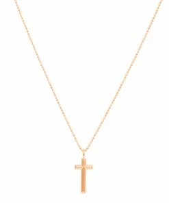 Astridandmiyu Boyfriend Cross Necklace In Rose Gold