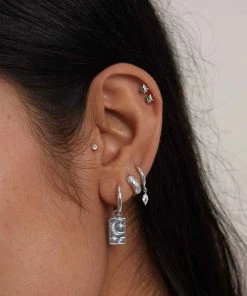 Astrid & Miyu Celestial Charm Hoops In Silver Sale