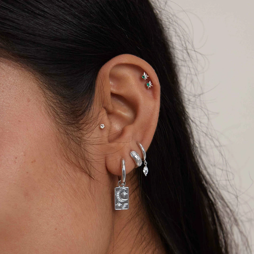 Astrid & Miyu Sale Celestial Huggies In Silver 4 Astrid & Miyu Sale Celestial Huggies In Silver