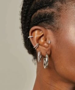 Astrid & Miyu Cosmic Dome Hoops In Silver 9 Astrid & Miyu Cosmic Dome Hoops In Silver