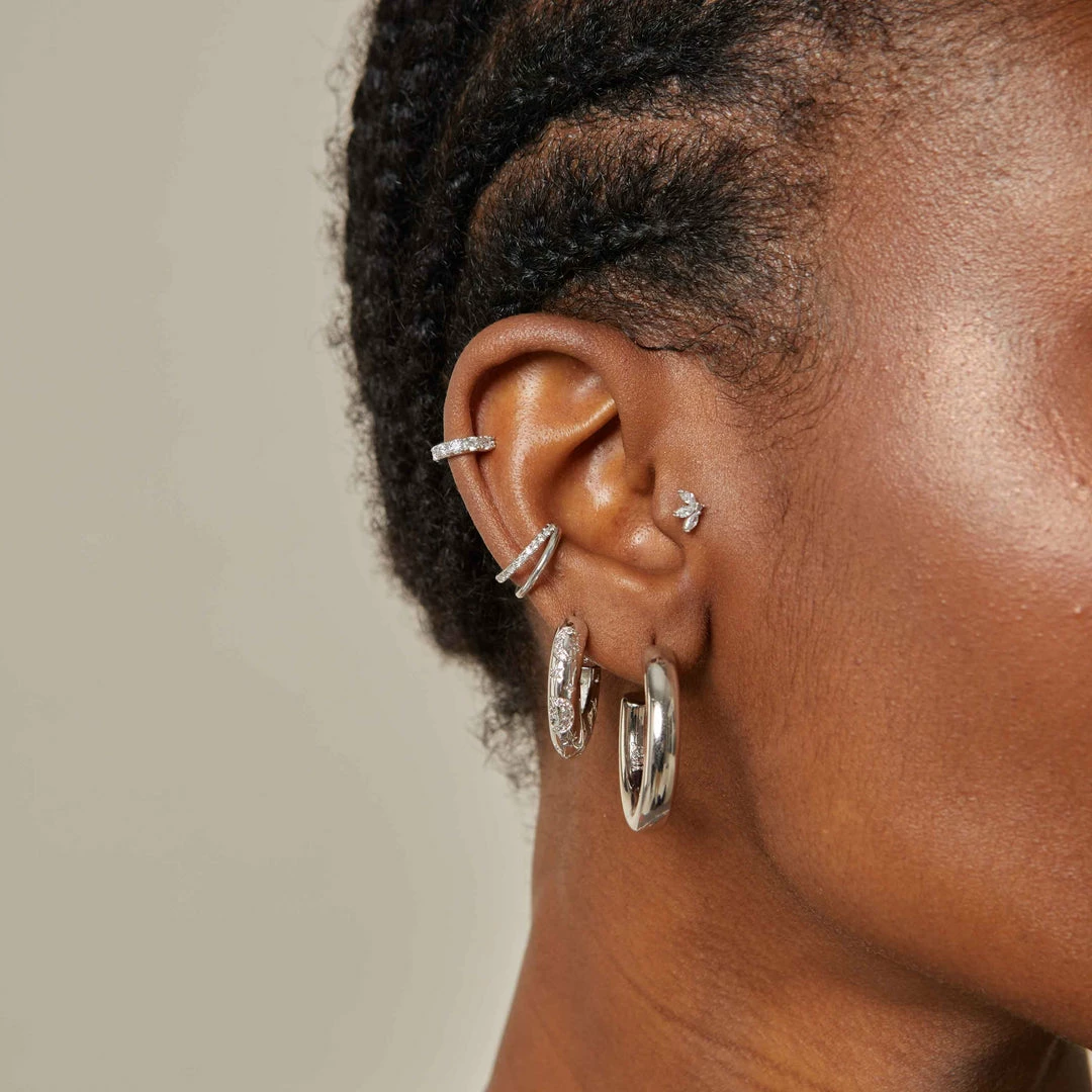 Astrid & Miyu Cosmic Dome Hoops In Silver 6 Astrid & Miyu Cosmic Dome Hoops In Silver