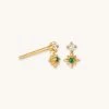 Astrid & Miyu Cosmic Emerald Stud Earrings In Gold 1 Astrid & Miyu Cosmic Emerald Stud Earrings In Gold