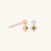 Astrid & Miyu Cosmic Emerald Stud Earrings In Rose Gold