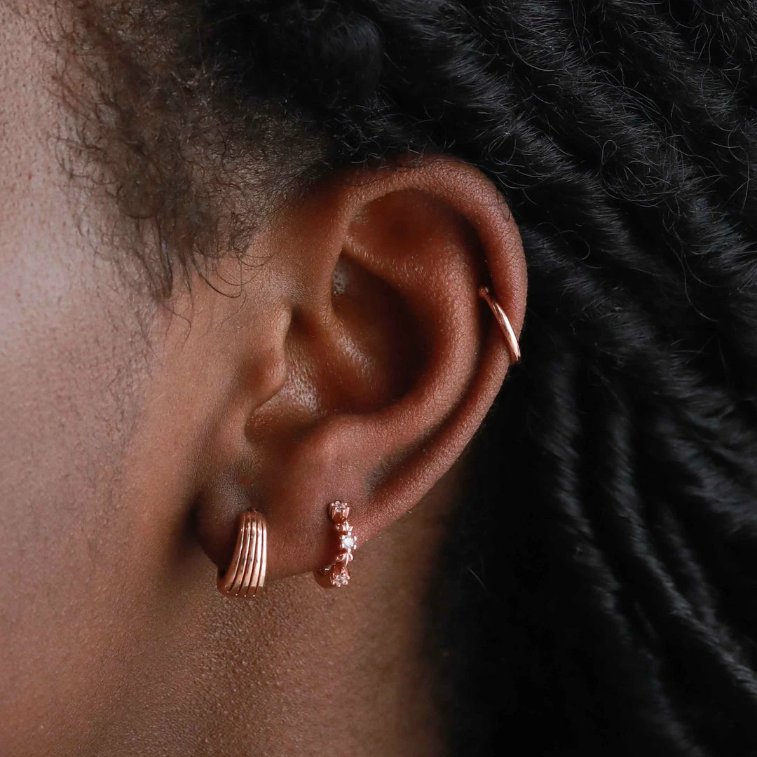 Astridandmiyu Crossing Lines Small Stacking Ear Cuff In Rose Gold Sale 4 Astridandmiyu Crossing Lines Small Stacking Ear Cuff In Rose Gold Sale