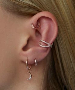 Astridandmiyu Crystal Set Huggies In Rose Gold