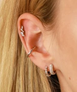 Astrid & Miyu Crystal Bold Huggies In Silver 9 Astrid & Miyu Crystal Bold Huggies In Silver