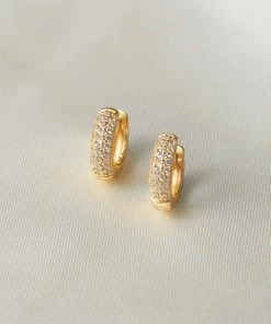 Astrid & Miyu Crystal Bold Huggies In Gold