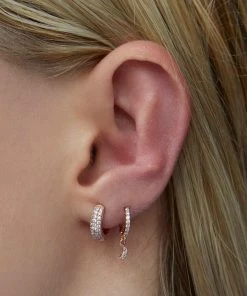 Astrid & Miyu Sale Crystal Bold Huggies In Rose Gold