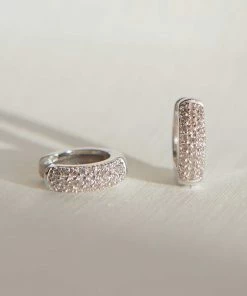 Astrid & Miyu Crystal Bold Huggies In Silver 8 Astrid & Miyu Crystal Bold Huggies In Silver