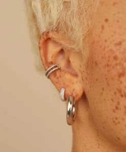 Astrid & Miyu Chunky Hoops In Silver Earrings