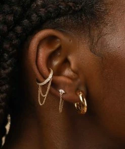 Astrid & Miyu Earrings Crystal Chain Ear Cuff In Gold