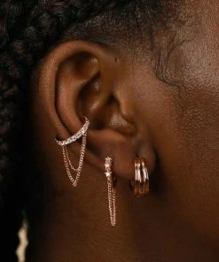 Astrid & Miyu Ripple Hoops In Rose Gold Earrings 7 Astrid & Miyu Ripple Hoops In Rose Gold Earrings