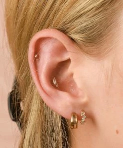 Astrid & Miyu Crystal Cluster Huggies In Gold Best Sellers